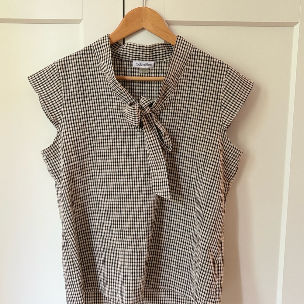⭐️Calvin Klein Black and White Gingham Women's Top